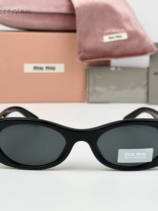 Miu Miu Women Sunglasses Black Grey Oval MU06ZS GLIMPSE 1AB5S0 NEW AUTHENTIC main image 8